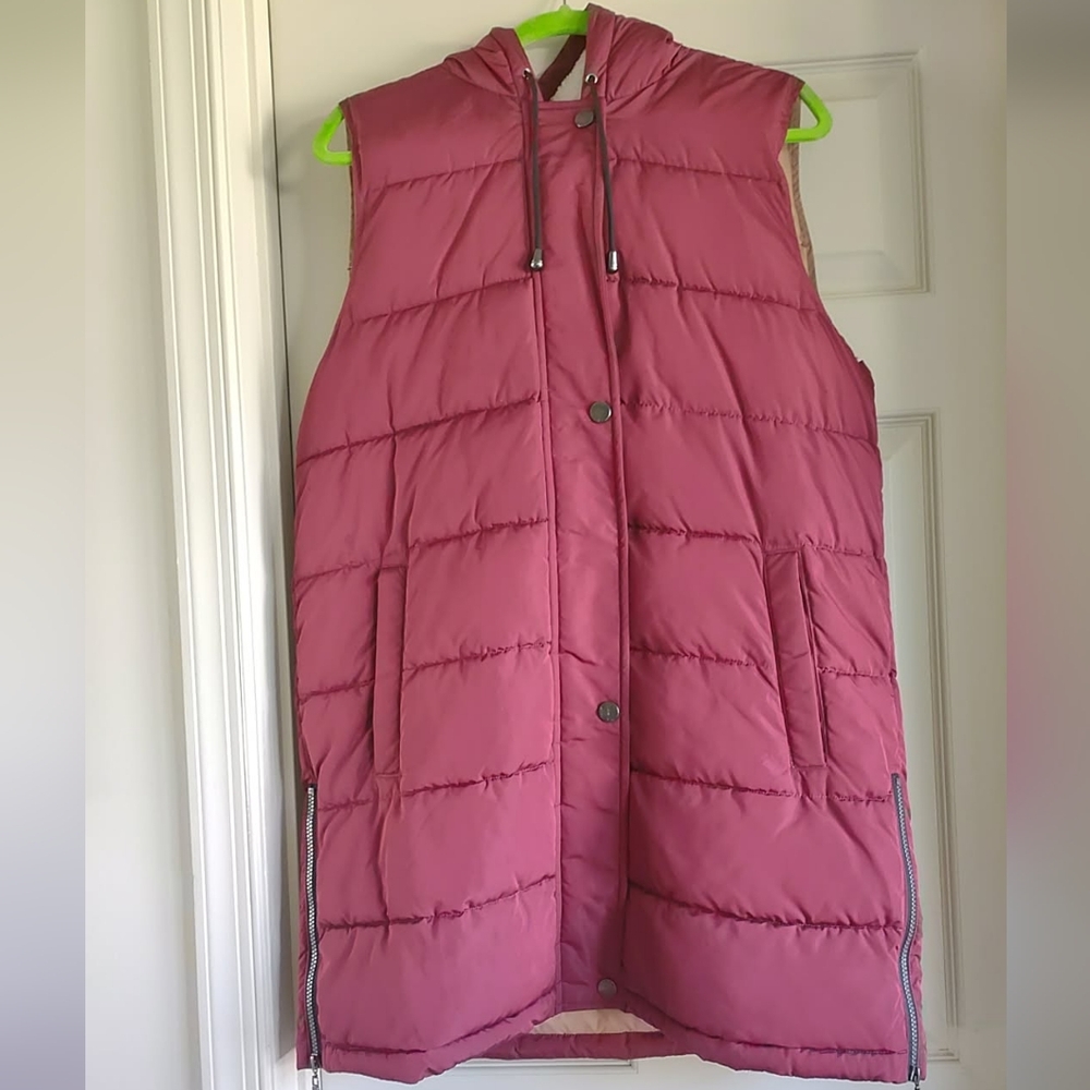 Pink Puffer Vest with Hood